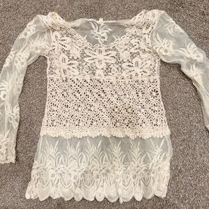 Ladies Lime N Chill Elegant Lace Women Top - Cream Sz M/L NEW! NWOT